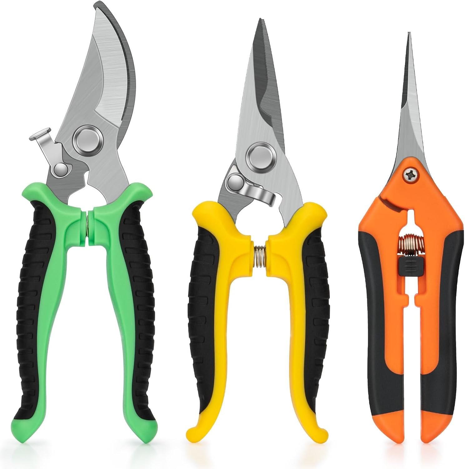 3 Pack Stainless Steel Pruning Shears and Garden Scissors
