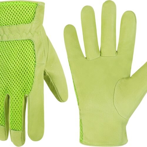 Breathable Leather Work Gloves for Women with Touch Screen Compatibility for Yard Maintenance and Hand Protection