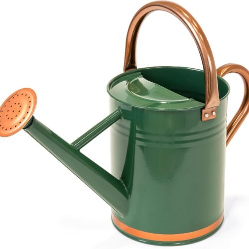 Lightweight Galvanized Steel Gardening Watering Can with Top Handle and Copper Accents