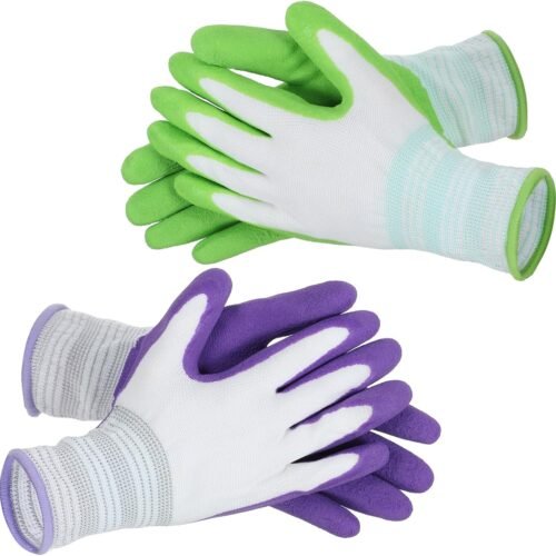 Breathable Rubber Coated Outdoor Protective Yard Gloves with Grip for Men and Women, 2 Pairs