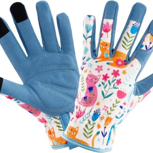 Touchscreen Printed Thorn-Proof Garden Gloves for Women, Non-Slip Work Gloves for Landscaping and Planting