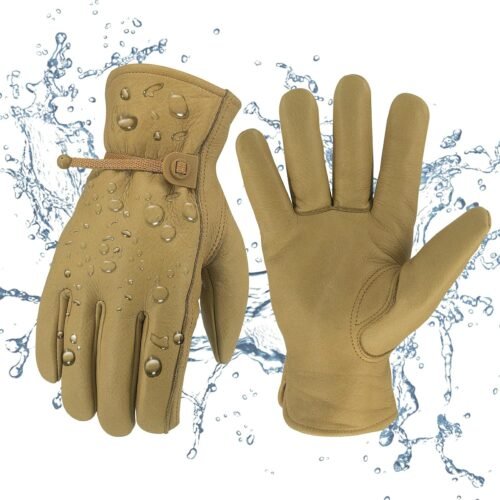 Reinforced Durable Cowhide Leather Work Gloves for Men and Women, Puncture and Cut Resistant