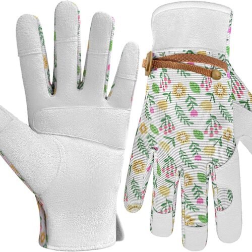 Breathable Leather Garden Gloves for Women, Thorn Proof Work Gloves for Yard Pruning and Planting