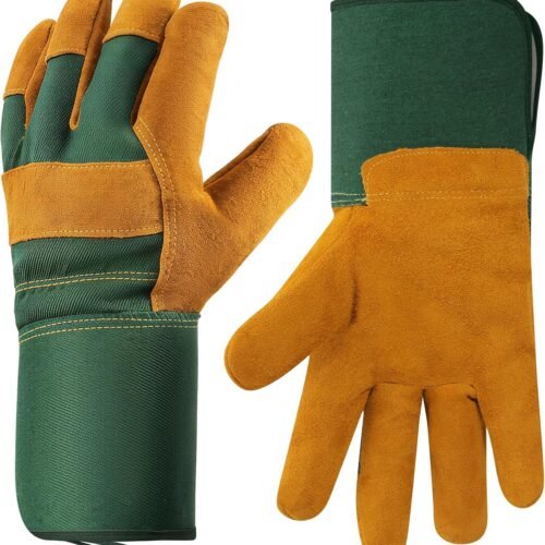 Breathable Cowhide Leather Gauntlet Rose Pruning Gloves for Men and Women, Ideal Gardener Gift